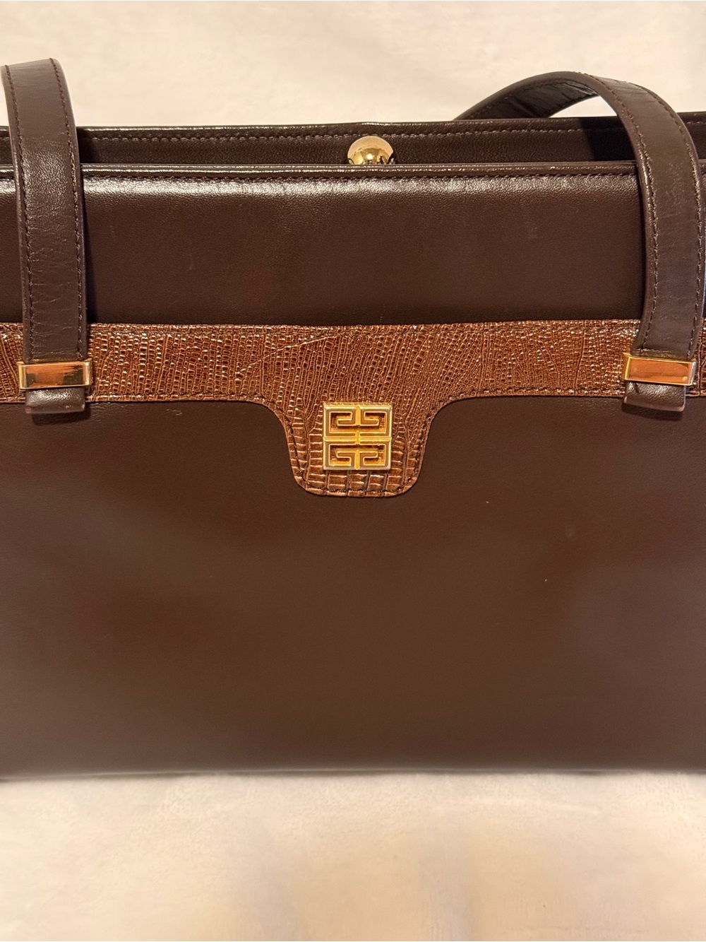 Vintage Givenchy Brown Leather 4G Logo Shoulder Bag - Picture 7 of 16